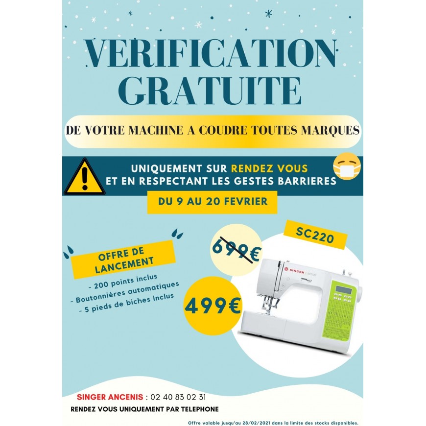 VERIFICATION GRATUITE DE VOTRE MACHINE A COUDRE A ANCENIS