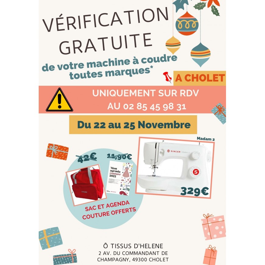 VERIFICATION GRATUITE DE MACHINES A COUDRE A CHOLET