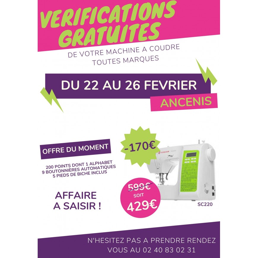 VERIFICATION GRATUITE DE VOTRE MACHINE A COUDRE A ANCENIS