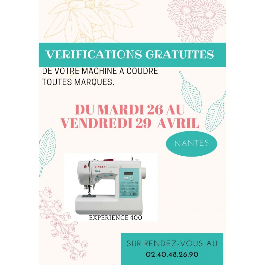 VERIFICATION GRATUITE DE VOTRE MACHINE A COUDRE A NANTES