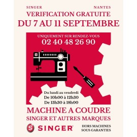 VERIFICATIONS GRATUITES SINGER NANTES DU 7 AU 11 SEPTEMBRE