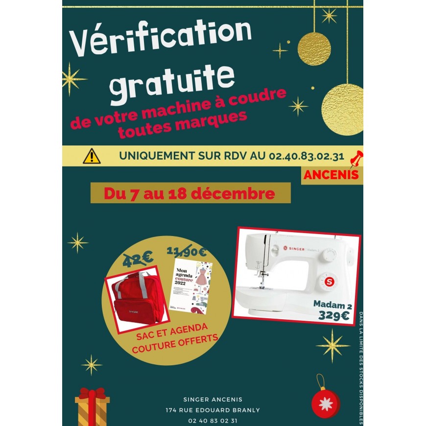 VERIFICATION GRATUITE DE VOTRE MACHINE A COUDRE A ANCENIS