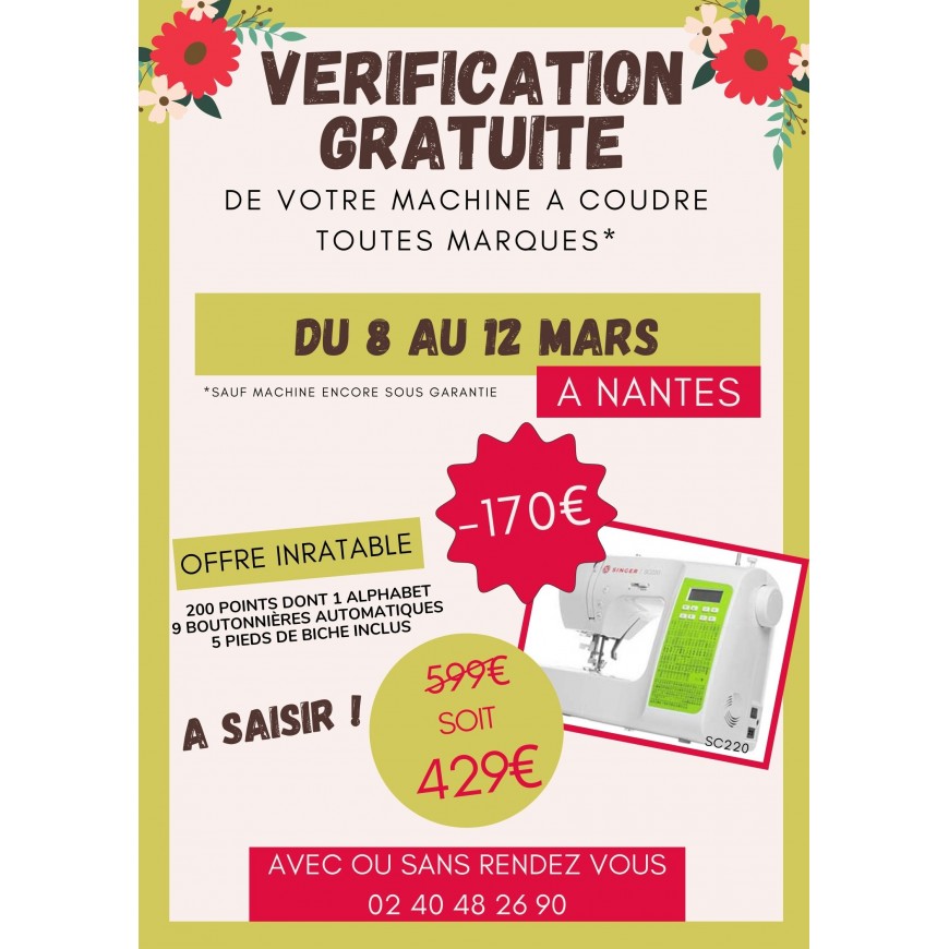 VERIFICATION GRATUITE DE VOTRE MACHINE A COUDRE A NANTES